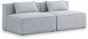 Cube 72" Fabric Upholstered 2pc. Armless Modular Loveseat - Grey