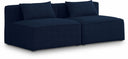 Cube 72" Fabric Upholstered 2pc. Armless Modular Loveseat - Blue