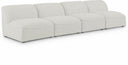 Miramar 132" Linen Textured Fabric Upholstered 4pc. Armless Modular Sofa - Cream