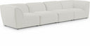 Miramar 142" Linen Textured Fabric Upholstered 4pc. Modular Sofa - Cream