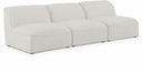 Miramar 99" Linen Textured Fabric Upholstered 3pc. Armless Modular Sofa - Cream
