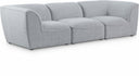 Miramar 109" Linen Textured Fabric Upholstered 3pc. Modular Sofa - Grey