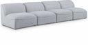 Miramar 132" Linen Textured Fabric Upholstered 4pc. Armless Modular Sofa - Grey