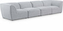 Miramar 142" Linen Textured Fabric Upholstered 4pc. Modular Sofa - Grey