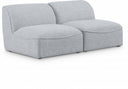 Miramar 66" Linen Textured Fabric Upholstered 2pc. Armless Modular Loveseat - Grey