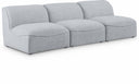 Miramar 99" Linen Textured Fabric Upholstered 3pc. Armless Modular Sofa - Grey