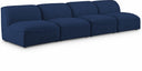 Miramar 132" Linen Textured Fabric Upholstered 4pc. Armless Modular Sofa - Blue