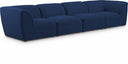 Miramar 142" Linen Textured Fabric Upholstered 4pc. Modular Sofa - Blue