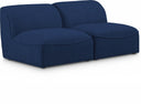 Miramar 66" Linen Textured Fabric Upholstered 2pc. Armless Modular Loveseat - Blue