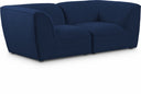 Miramar 76" Linen Textured Fabric Upholstered 2pc. Modular Loveseat - Blue