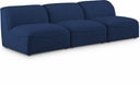 Miramar 99" Linen Textured Fabric Upholstered 3pc. Armless Modular Sofa - Blue