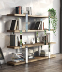 Brewer - Modern Walnut Glass & Stainless Steel Bookshelf