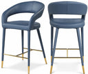 Destiny Vegan Leather Upholstered Stool - Blue