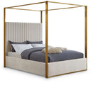 Jones Velvet Upholstered Bed - Cream