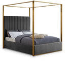 Jones Velvet Upholstered Bed - Grey