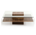 Clarion - Modern Walnut & Grey Glass Coffee Table