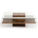 Clarion Mid-Century Walnut and Glass Coffee Table