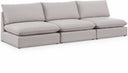 Mackenzie 120" Linen Textured Fabric Upholstered 3pc. Armless Modular Sofa - Beige