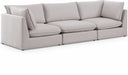 Mackenzie 120" Linen Textured Fabric Upholstered 3pc. Modular Sofa - Beige