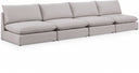 Mackenzie 160" Linen Textured Fabric Upholstered 4pc. Armless Modular Sofa - Beige