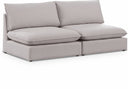 Mackenzie 80" Linen Textured Fabric Upholstered 2pc. Armless Modular Loveseat - Beige
