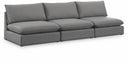 Mackenzie 120" Linen Textured Fabric Upholstered 3pc. Armless Modular Sofa - Grey