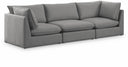 Mackenzie 120" Linen Textured Fabric Upholstered 3pc. Modular Sofa - Grey