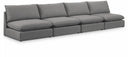 Mackenzie 160" Linen Textured Fabric Upholstered 4pc. Armless Modular Sofa - Grey