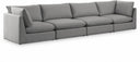 Mackenzie 160" Linen Textured Fabric Upholstered 4pc. Modular Sofa - Grey