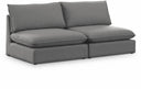 Mackenzie 80" Linen Textured Fabric Upholstered 2pc. Armless Modular Loveseat - Grey