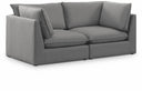 Mackenzie 80" Linen Textured Fabric Upholstered 2pc. Modular Loveseat - Grey
