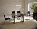 Waves Collection Modern Glass w/Chrome Stainless Steel Dining Table