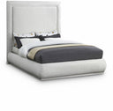 Brooke Linen Textured Fabric Upholstered Bed - Cream