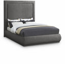 Brooke Linen Textured Fabric Upholstered Bed - Grey