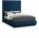Brooke Linen Textured Fabric Upholstered Bed - Blue
