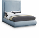 Brooke Linen Textured Fabric Upholstered Bed - Light Blue
