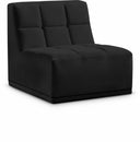 Relax Velvet Upholstered Armless Modular Chair - Black