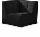 Relax Velvet Upholstered Corner Modular Chair - Black
