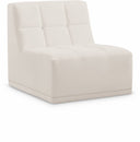 Relax Velvet Upholstered Armless Modular Chair - Cream