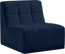 Relax Velvet Upholstered Armless Modular Chair - Blue