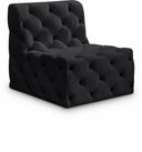 Tuft Velvet Upholstered Armless Modular Chair - Black