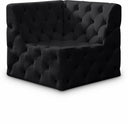 Tuft Velvet Upholstered Corner Modular Chair - Black