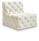 Tuft Velvet Upholstered Armless Modular Chair - Cream