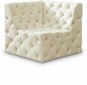 Tuft Velvet Upholstered Corner Modular Chair - Cream