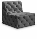 Tuft Velvet Upholstered Armless Modular Chair - Grey