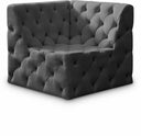 Tuft Velvet Upholstered Corner Modular Chair - Grey