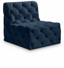 Tuft Velvet Upholstered Armless Modular Chair - Blue