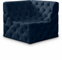 Tuft Velvet Upholstered Corner Modular Chair - Blue