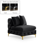 Tremblay Velvet Upholstered Armless Modular Chair - Black
