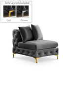Tremblay Velvet Upholstered Armless Modular Chair - Grey